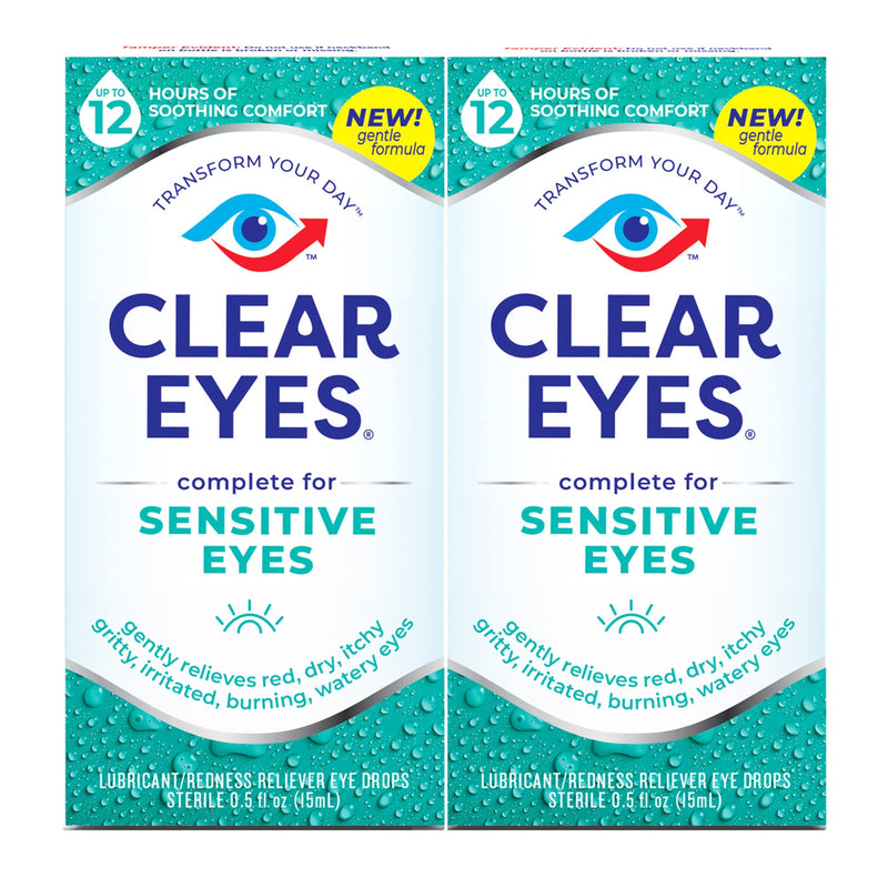 [Australia] - Clear Eyes, Sensitive Eyes, Eye Drops, 0.5 Oz, 2 Pack 