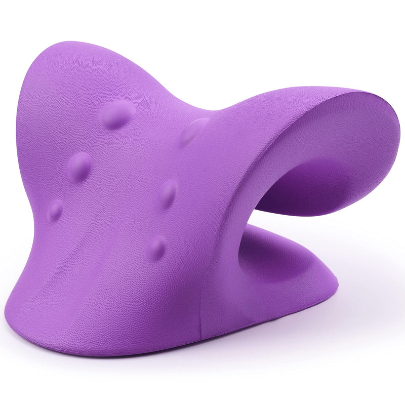 [Australia] - Neck and Shoulder Relaxer, Cervical Traction Device for TMJ Pain Relief and Cervical Spine Alignment, Chiropractic Pillow, Neck Stretcher (Purple) Purple 