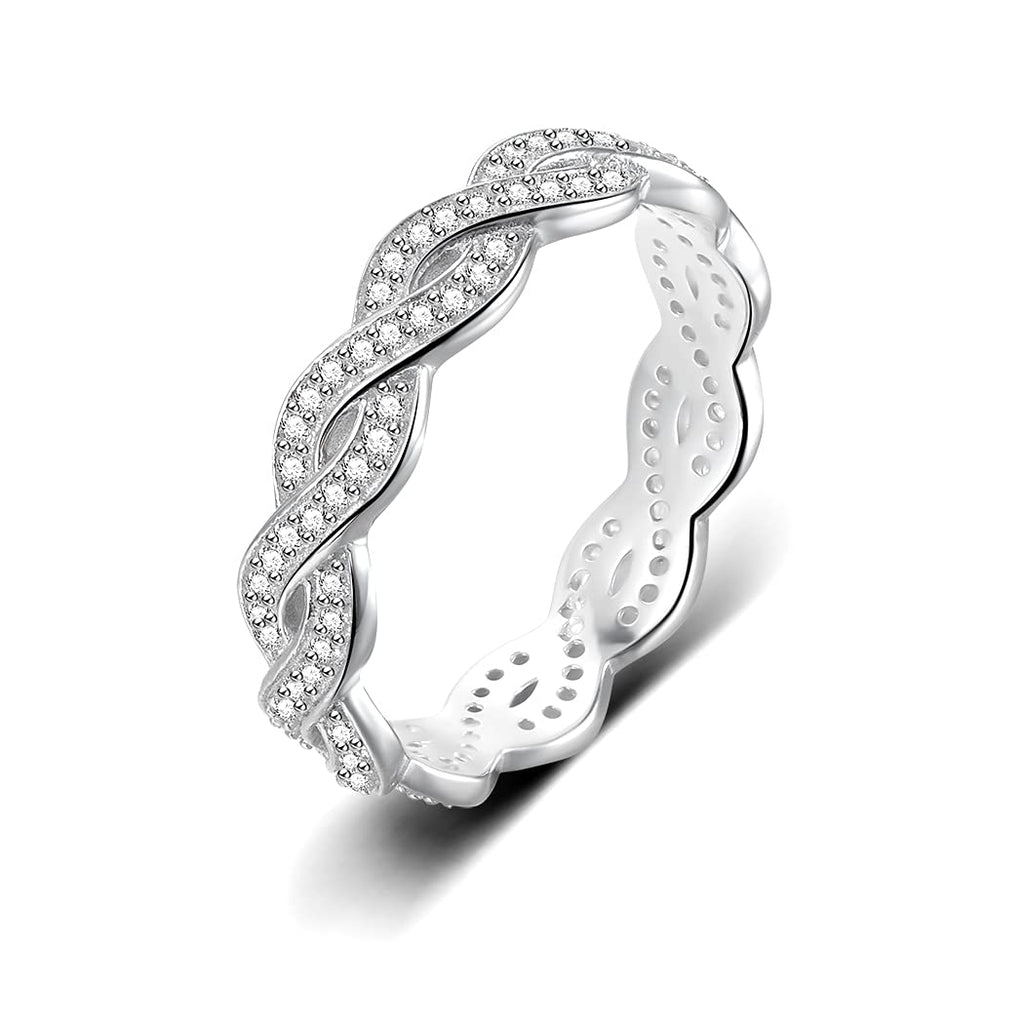 [Australia] - BORUO 925 Sterling Silver Ring, Twisted Infinity Celtic Knot Cubic Zirconia CZ Wedding Band Stackable Ring Size 4-12 Infinity Celtic Knot 3 5 