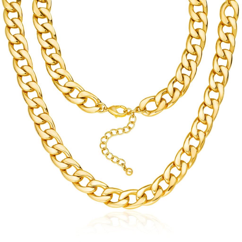 [Australia] - Cuban Chunky Necklace: Big Thick Hip Hop Link 14K Gold Plated Chain Jewelry for Cool Girls Boys Teens Women Men 16.0 Inches 