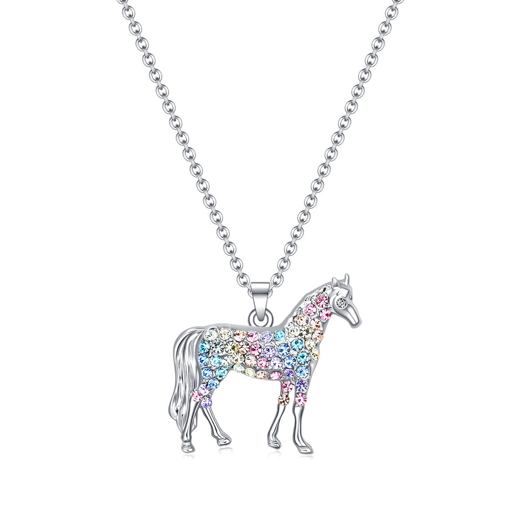 [Australia] - Girls Horse Necklace Gifts,Dainty Rainbow Horse Jewelry for Women Boys,Initial Letter Necklaces Pendant for Teen Girls Horse Lovers Girls Rainbow Horse 