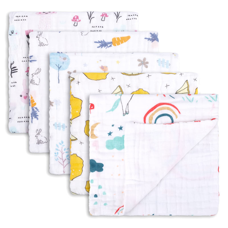 [Australia] - Muslin Burp Cloths 5 Pack Baby Burping Cloth Sets for Unisex 20 by 10 Inches Baby Burping Rags for Boys and Girls Extra Large 100% Organic Cotton 