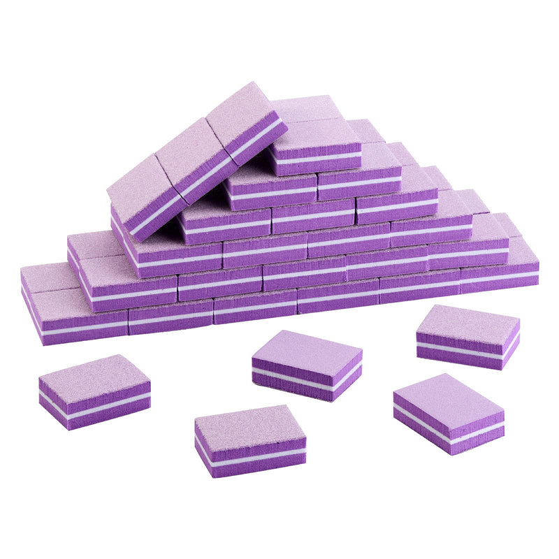 [Australia] - 50 Pcs Mini Buffers for Nails 180/100 Grit Mini Nail Buffer Purple Nail Buffers for Natural Nails 50-purple 