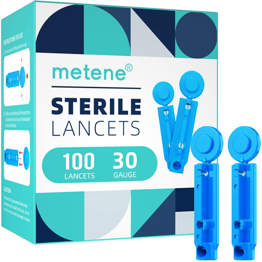 [Australia] - Metene Twist Top Lancets for Lancing Devices, 100 Count, 30 Gauge Diabetic Lancets, Sterile Lancets for Blood Sugar Test Blue 