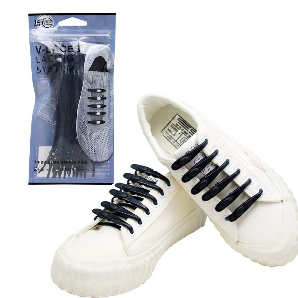 [Australia] - Upgraded Kids & Adults Elastic No Tie Shoelaces, High Tension Silicone Tieless Shoelaces for Casual Shoes Black 