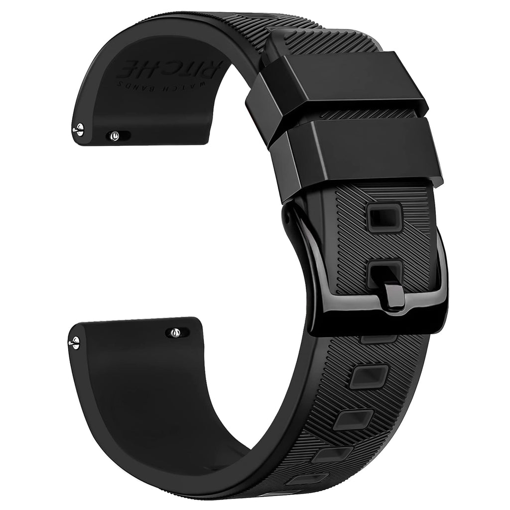 [Australia] - Ritche Silicone Watch Band 18mm 20mm 22mm Quick Release Rubber Watch Bands for Men Women Black / Black 