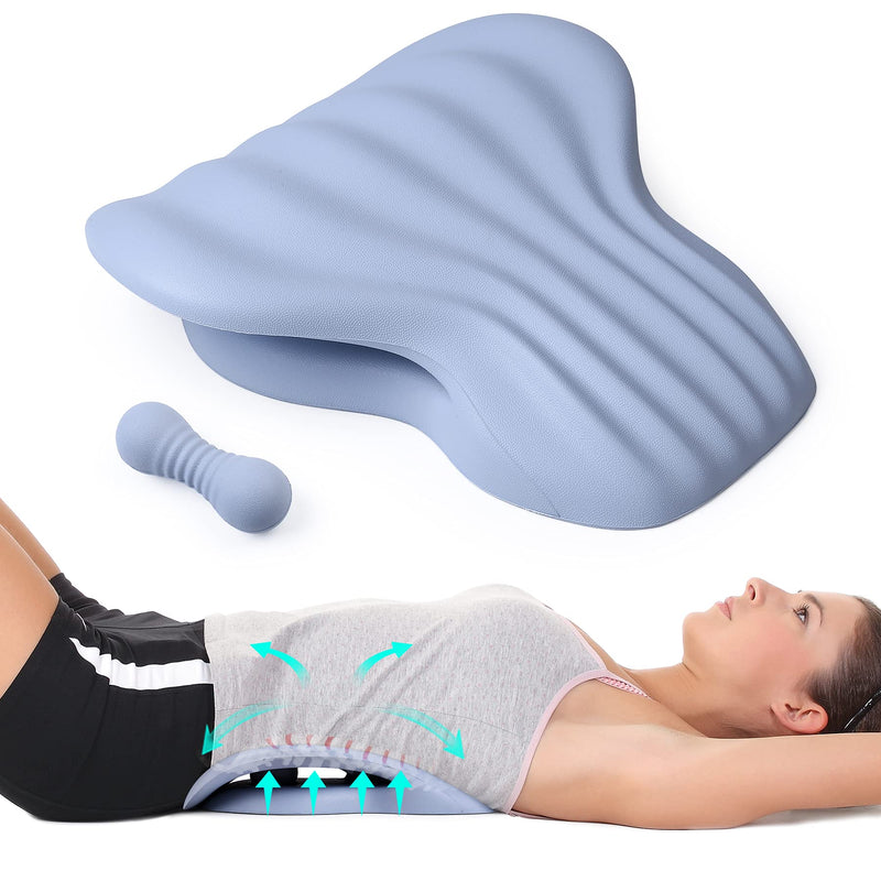 [Australia] - Back Stretcher for Back Pain Relief, Lower Back Stretcher Back Stretching Cushion, Lumbar Stretcher Device Helps with Spinal Stenosis Herniated Disc Sciatica Nerve Haze Blue 