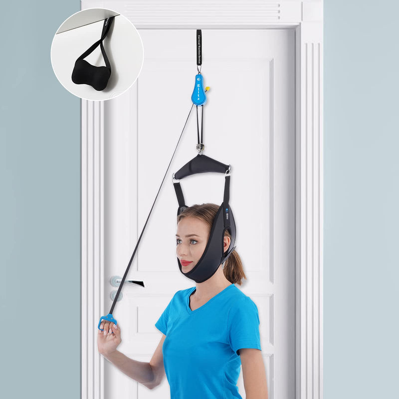 [Australia] - Cervical Neck Traction Device for Home Use, Portable Neck Stretcher Hammock Over Door for Neck Pain Relief, Neck Sling for Spine Decompression 