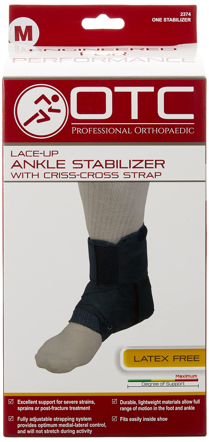 [Australia] - OTC Ankle Stabilizer Brace with Criss-Cross Lace-Up Adjustable Support, Black, Medium 