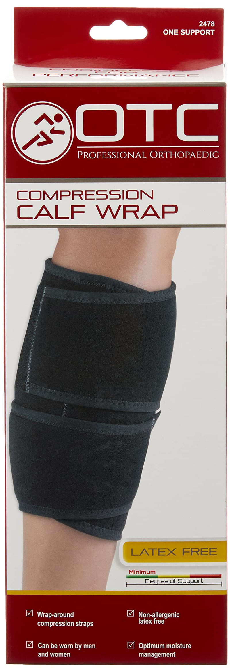 [Australia] - OTC Compression Calf Wrap, Adjustable Shin Splint with Wrap-Around Straps, Lower Leg Brace for Muscle Swelling, Circulation and Injury, Black, Universal 