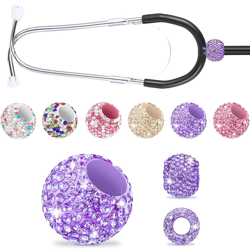 [Australia] - 6 Pieces Stethoscope Decorations Stethoscope Charms Crystal Stethoscope Charm Bling Stethoscope Charm Round Stethoscope Charm for Nurses Doctors Veterinarians Technicians 