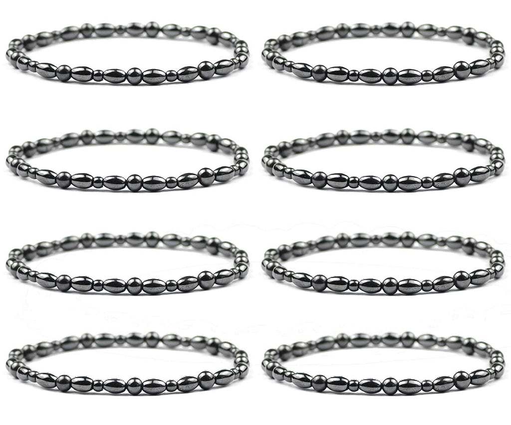 [Australia] - WAINIS 8 pcs Hematite Magnetic Therapy Anklet Bracelet for Women Men Enhance Immunity Magnetic Anklets Pain Anxiety Relief for Arthritis and Carpal Tunnel A:8 Pcs 