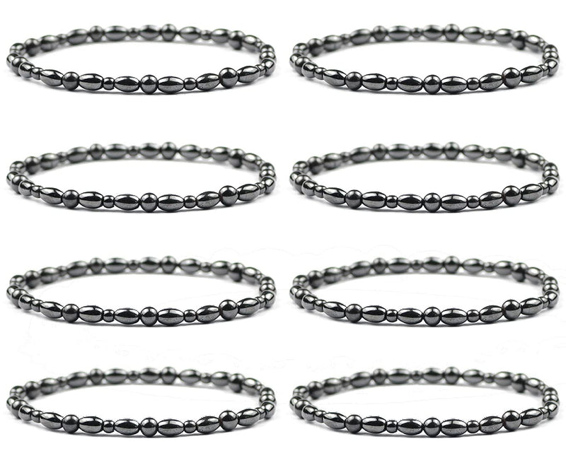 [Australia] - WAINIS 8 pcs Hematite Magnetic Therapy Anklet Bracelet for Women Men Enhance Immunity Magnetic Anklets Pain Anxiety Relief for Arthritis and Carpal Tunnel A:8 Pcs 