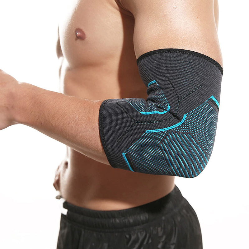 [Australia] - Elbow Compression Braces Sleeves （Pair） for Men's and Women's Tennis and Golfer's Elbow Support to Relieve Tendonitis, Arthritic Elbow Pain Blue-Black X-Large 