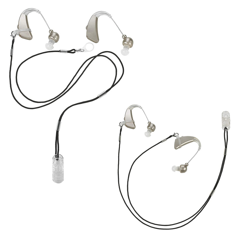 [Australia] - Hearing Aid Clips - Protective Holder with Anti Lost Lanyard Cord - Rope with Loops and Clip and Security Clip Ideal for Behind The Ear Hearing Aids and Personal Sound Amplifiers, (Pack of 2) 