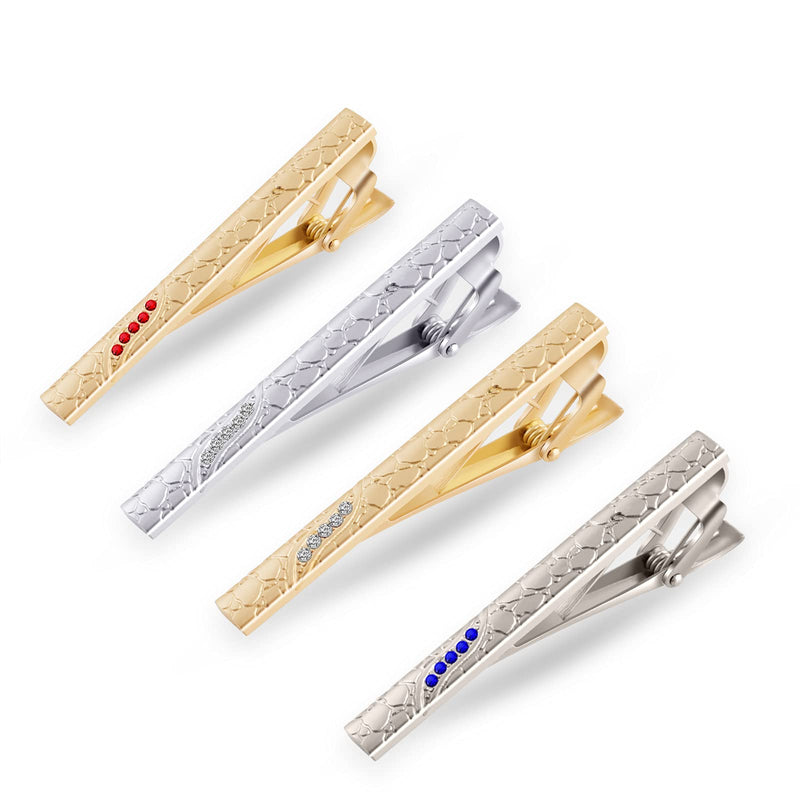 [Australia] - EvmAsaLQ 4 Pieces of Men's Tie Clips, Gold, Silver, Four-Color Tie Clips, Tie Clips are Gifts for Fathers and Lovers, Suitable for Weddings, Anniversaries, Parties and Business Ceremonies 