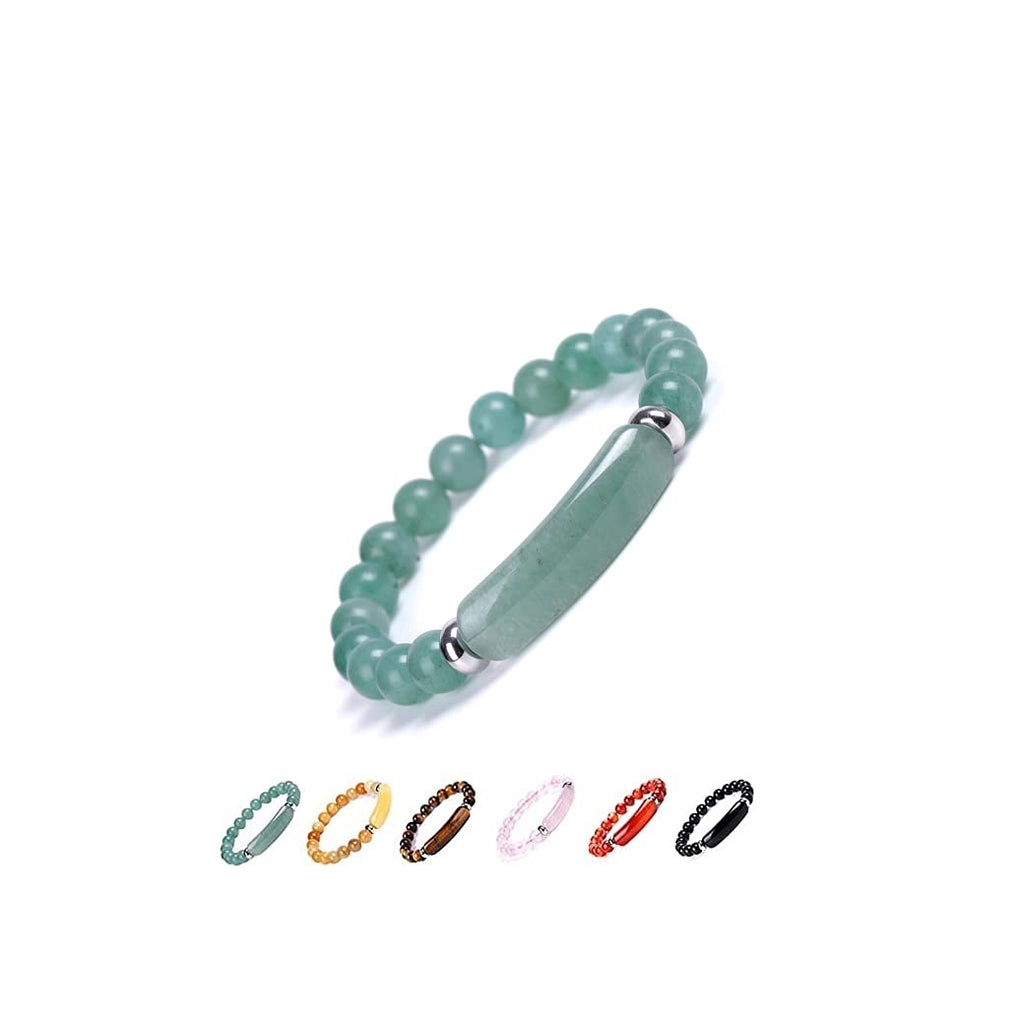 [Australia] - 8MM Healing Stone Bracelets Aventurine Jade Stretch Bangle Bracelet Natural Gemstone Stretch Bracelet Beads Chakra Crystal Energy Heart Charm Bracelet Handmade Jewelry for Women Girls - 