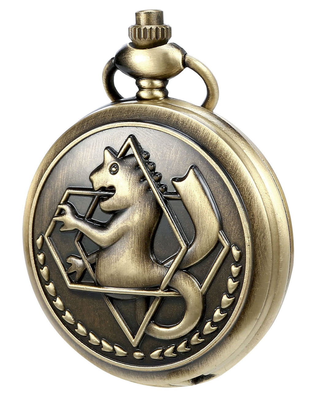 [Australia] - Fullmetal Alchemist Pocket Watch with Chain for Cosplay Vintage Accessories Anime Edward Elric Quartz Watch Alchemist-Bronze 