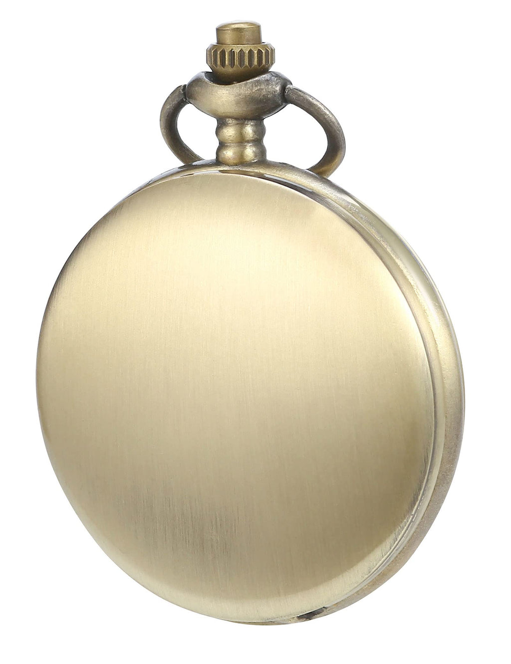 [Australia] - Steampunk Vintage Pocket Watch, Smooth Shiny Stainless Steel Quartz Pocket Watch 14 in Chain Bronze 