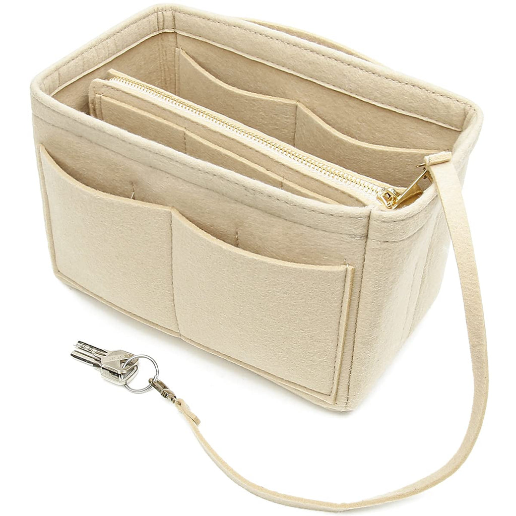 OAikor Purse Organizer Insert, Bag Divider, LV Toiletry Pouch 19 Inner  Shaper, Handbag Liner with Gold Buckles (Small-19, Beige) Small-19