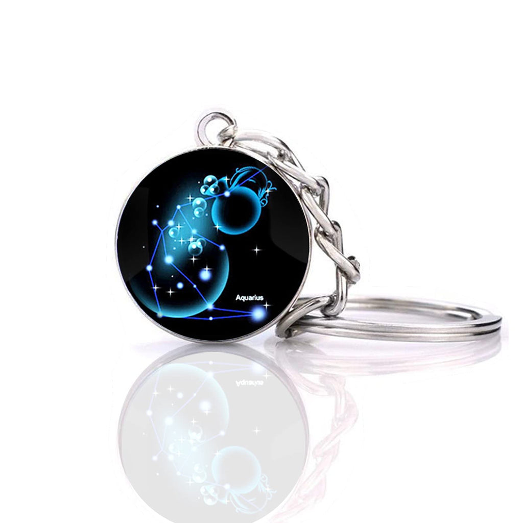 [Australia] - JWPavilion Zodiac 12 Constellation Glow In The Dark Creative Galaxy keychain Aquarius-1 