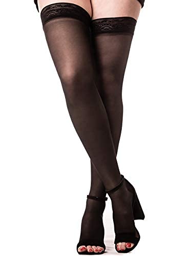 [Australia] - Medicella Thigh High Compression Stockings for Women Open Toe 20-30 mmHg Made in USA Medical Quality Firm Pressure Support Circulation (Black, Small) Black 