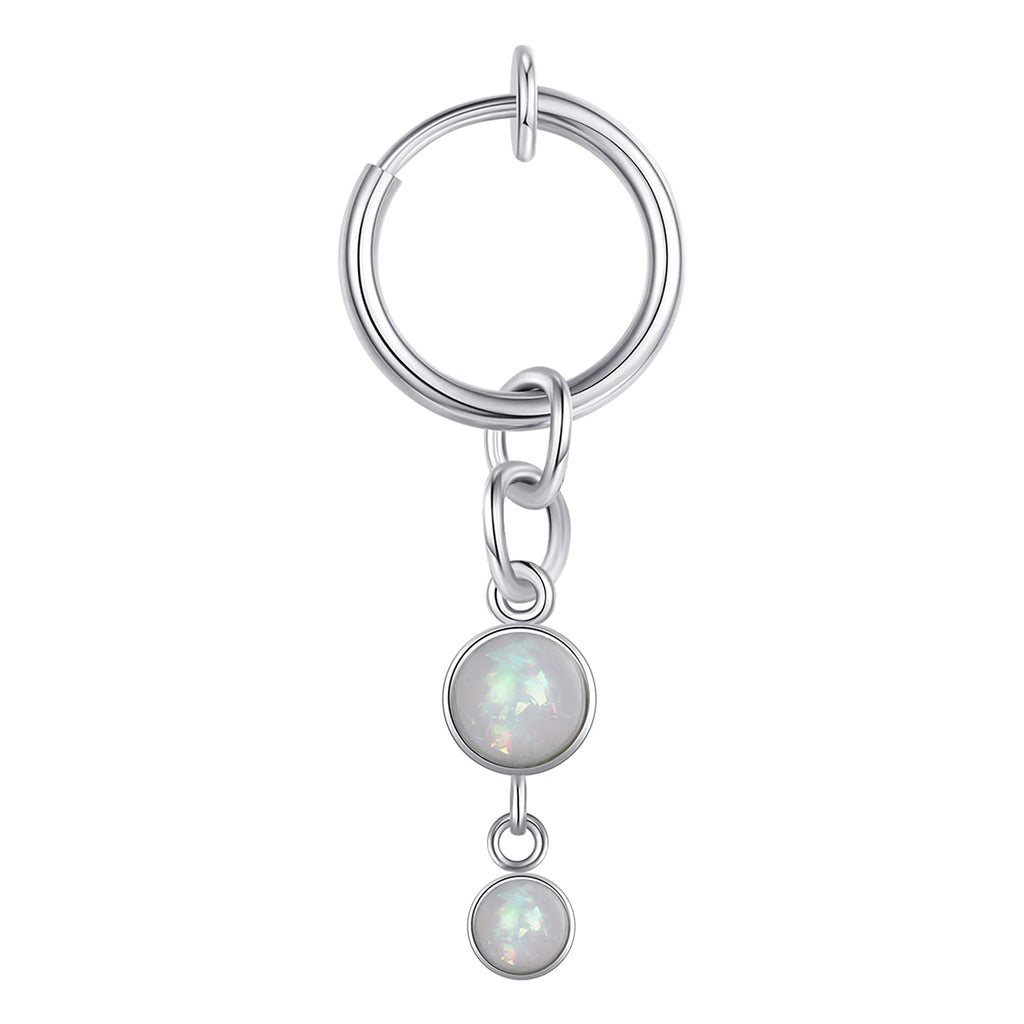 [Australia] - MODRSA Fake Belly Ring Clip on Belly Button Rings Fake Belly Piercing Fake Belly Button Ring Non Piercing Belly Ring Opal Belly Clips Fake Bellybutton Ring A1-white 