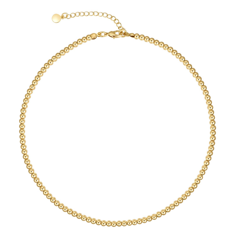 [Australia] - 14K Gold / Silver Plated Chain Choker Necklace 5MM Flat Snake Chain Herringbone Necklace Thick Chunky Paperclip Link Necklace Dainty Jewelry Gift for Women Girls 16'' Beaded Choker 