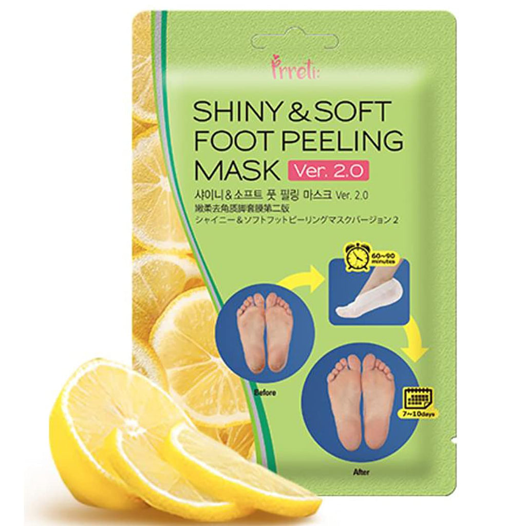 [Australia] - (Pack of 2 Pairs) PRRETI Shiny & Soft Foot Mask Version Up 2.0 of Foot Care for Man & Woman. Exfoliating Removes Dead Skin & Calluses in Two Weeks, Smoothing, Relaxing, Herb Complex (4 Pcs - Pack of 2 Pairs) - Korean Beauty Care 