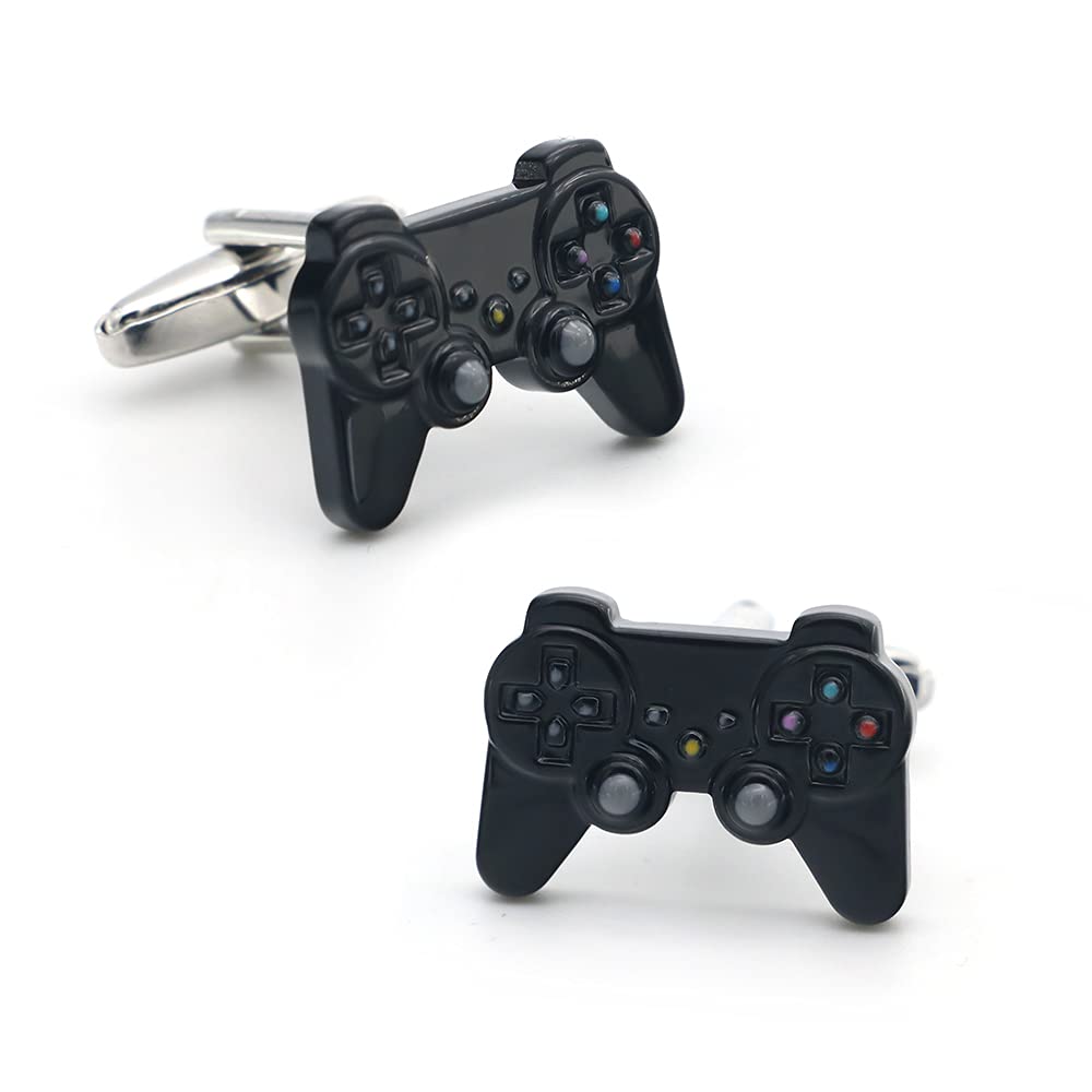 [Australia] - iGame Funny GamePad Cuff Links Black Color Painting Brass Material Joystick Design Cufflinks with Gift Box 