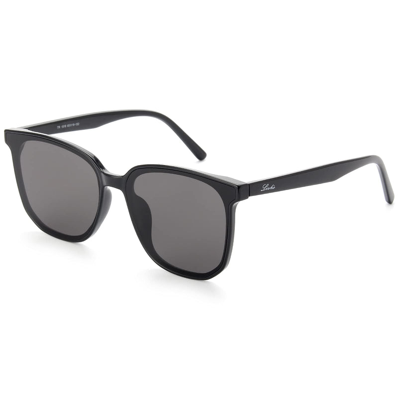 [Australia] - livho Trendy Sunglasses for Women Men, Classic Square Shades with UV 400 Protection Dark Lens / Black Frame Multicoloured 