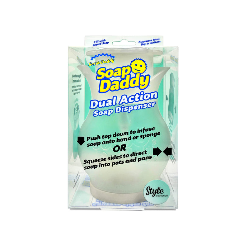 [Australia] - Scrub Daddy Soap Dispenser for Kitchen and Bathroom - Soap Daddy - Refillable Soap Dispenser for Countertop, Dual Action with Easy Grip Sides, Multi-use, 1 ct single 