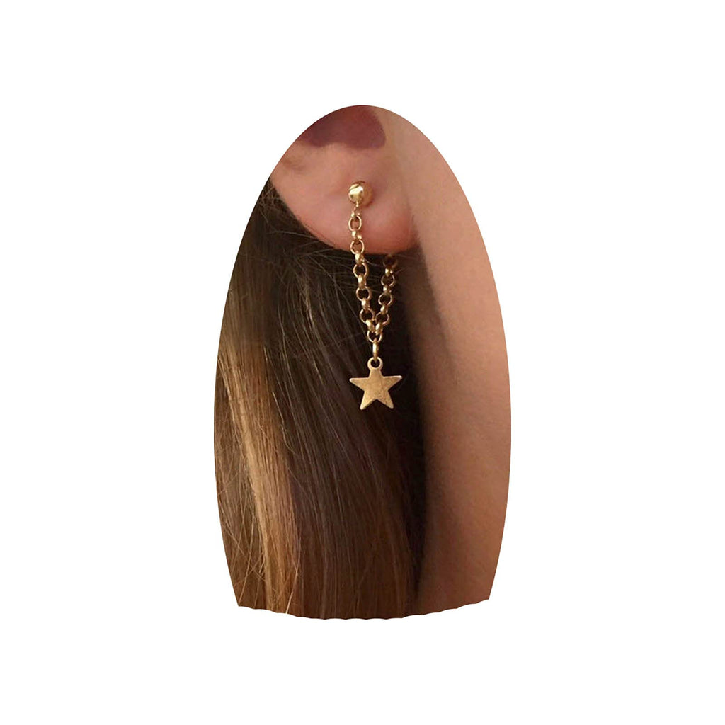 [Australia] - Yheakne Boho Star Chain Earrings Gold Star Drop Dangle Earrings Studs Personlized Earrings Jewelry for Women and Girls 