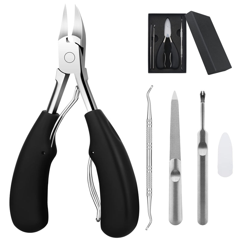 [Australia] - RAIALL 5PCS Toenail Clippers Set, Professional Pedicure Tool, Toe Nail Clipper, Nail Trimmer, Toenail Nipper, Ingrown Toenail Kit for Ingrown or Thick Nails, Suitable for Men, Women and Seniors Black 