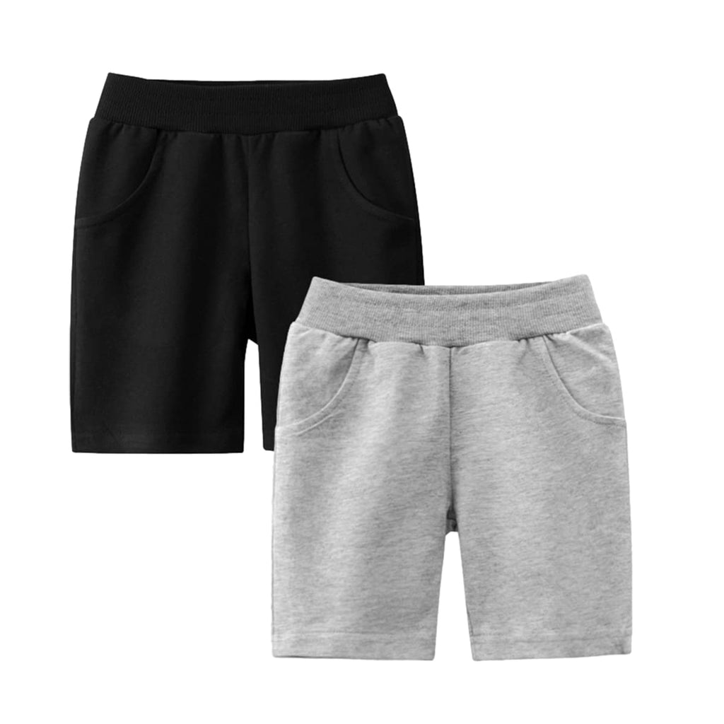 [Australia] - GFQLONG Toddler Girls Boys 2 Pack Cotton Sport Jogger Shorts,Baby Kids Summer Solid Active Short Pants Black+grey 2-3T 