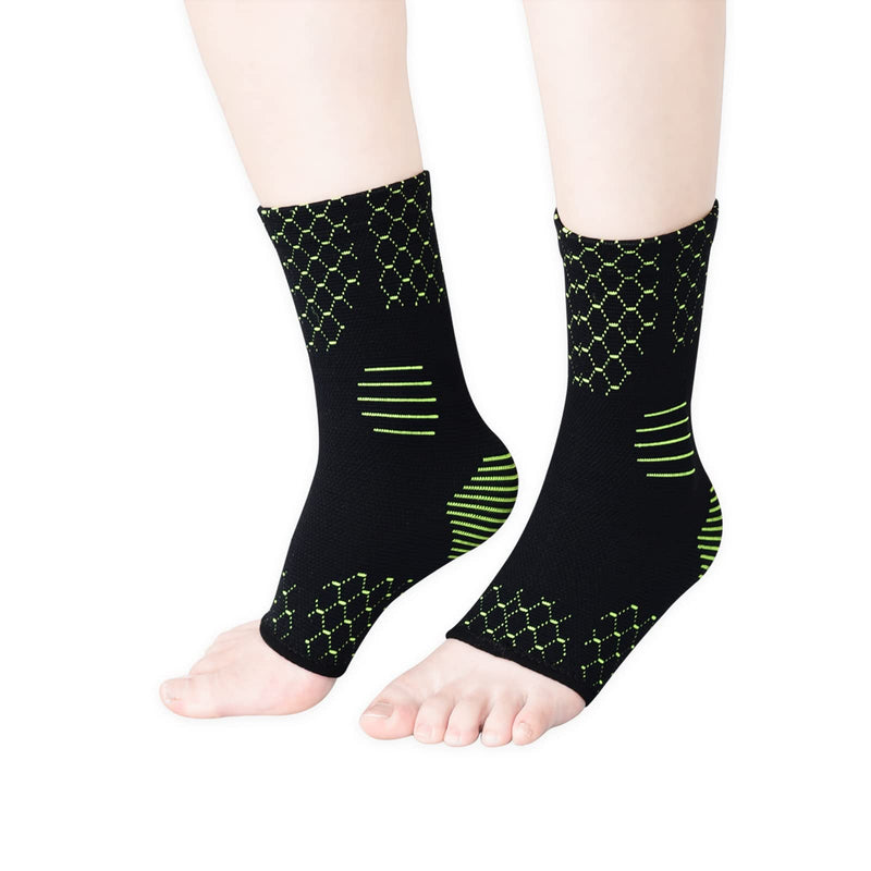 [Australia] - INDEEMAX 1 Pair Ankle Sprain Brace, Compression Ankle Wrap for Sprained Ankle Support Brace for Achilles Tendonitis, Joint Pain Relief, Plantar Fasciitis, Running, Volleyball Ankle Braces (Small, Green) Small 