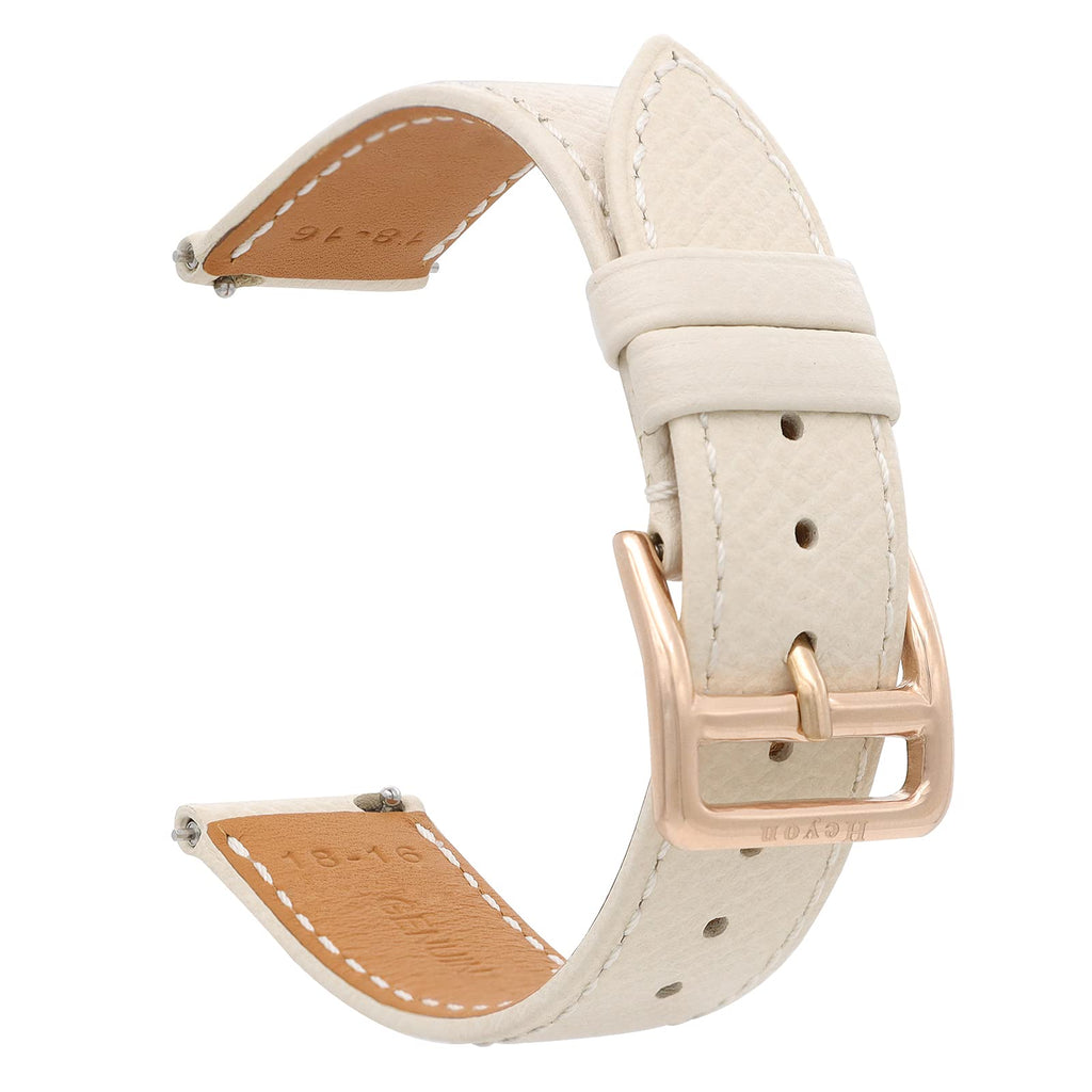 [Australia] - Heyon Watch Band Leather for Women 16mm 18mm,Top Grain French Calf Genuine Leather ,Quick To Release,Soft Thin Watch Strap Replacement beige-gold 