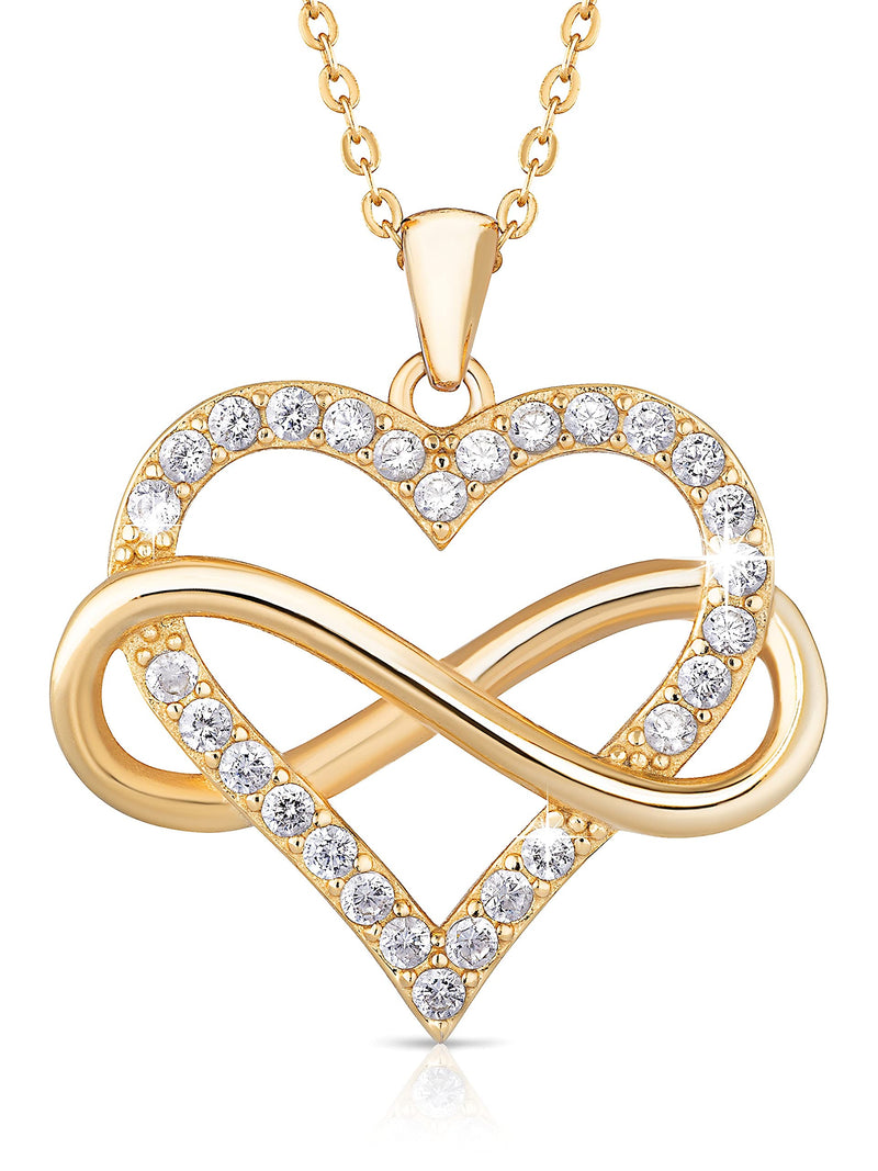 [Australia] - Sash & Soph Infinity Heart Necklace for Women. 925 Sterling Silver Heart Necklace for Girlfriend, Love Heart Pendant on 18" Chain with 2" Extender (Rose Gold or Gold Plated) 