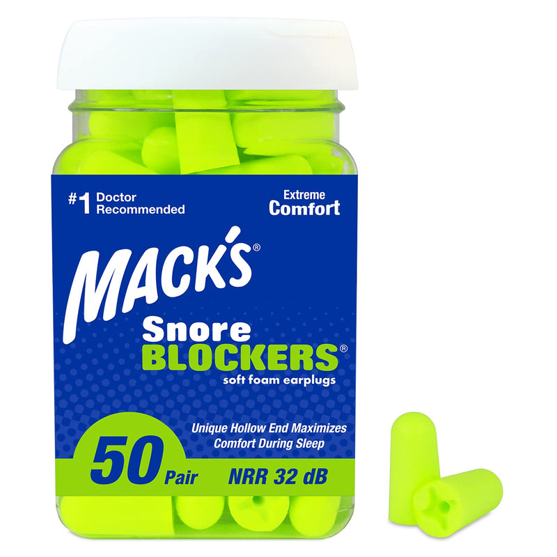 [Australia] - Mack’s Snore Blockers Soft Foam Earplugs, 50 Pair – 32 dB High NRR – Comfortable Ear Plugs for Sleeping, Snoring, Loud Noise and Travel 