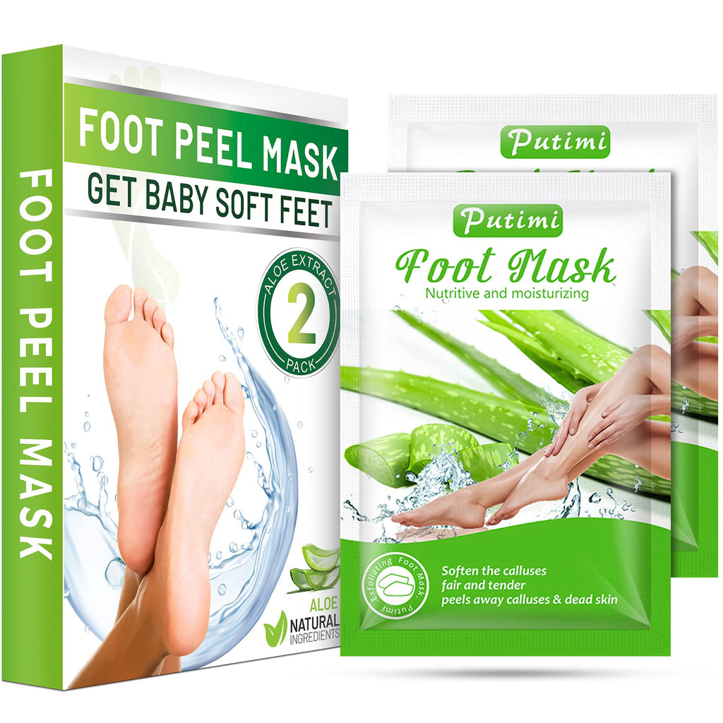 [Australia] - Foot Peel Mask 2 Pack Exfoliating Foot Mask for Callus and Dry Dead Skin Repair Rough Heels Get Baby Soft Smooth Touch Feet for Man Woman ( Aloe ) Aloe ( 2 Pack ) 