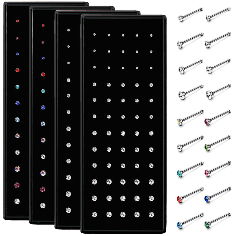 [Australia] - Helicopchain 120-240Pcs Hypoallergenic Nose Studs for Women Men 316L Stainless Steel CZ Nose Piercing Jewelry L Shaped Nose Rings Bone Studs 20G-22G 1.5mm 2mm 2.5mm 3mm A: 22G (240pcs Straight Nose Stud) 