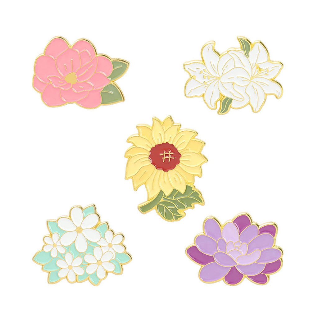 [Australia] - 5Pics Pin Sets with Flower Enamel Brooch Pins Cartoon Sunflower Lapel Pins Accessory for Backpacks Badges Hats Bags for Women Girls Kids Gift 