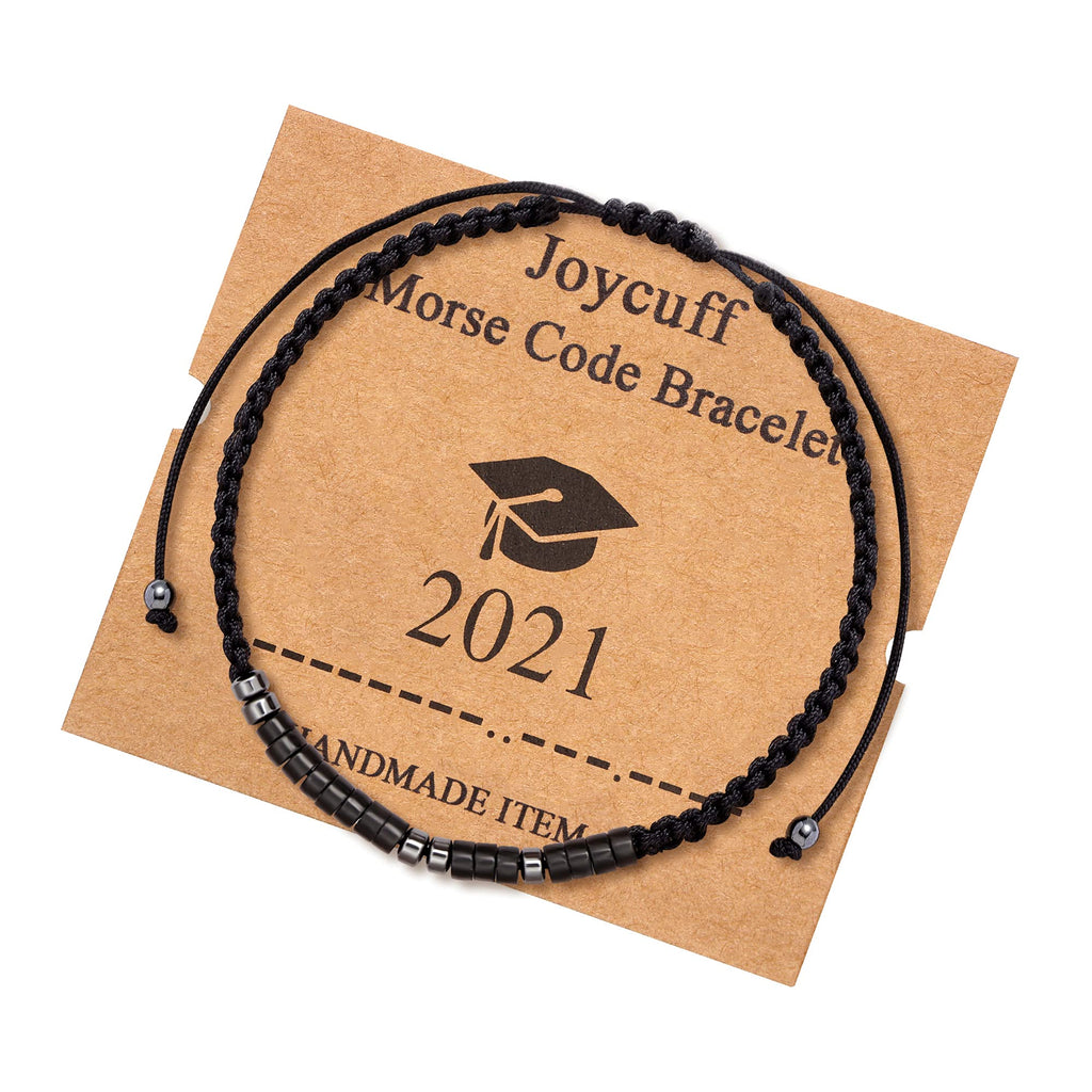 [Australia] - Joycuff Inspirational Morse Code Bracelets for Women Men Mothers Day Birthday Mom Mother Father Boys Daughter Aunt Grandmother Jewelry Cord Wrap Bracelet with Black Hematite Beads 2021 