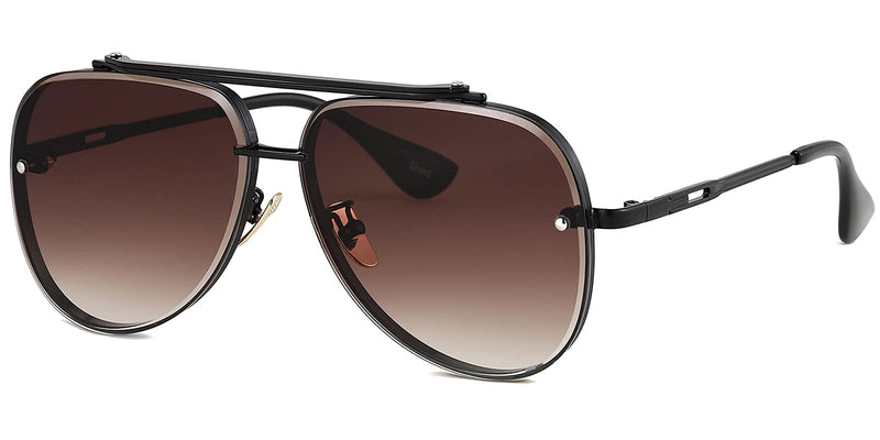 [Australia] - Gtand Fashion Trendy Square Aviator Gradient Sunglasses For Women Men Vintage Metal Sun Glasses Black Frame / Gradient Brown Lens 