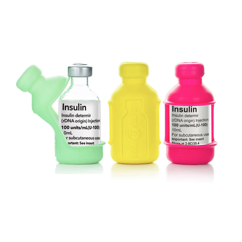 [Australia] - VIAL SAFE Insulin Bottle Protector Case/Sleeve for Diabetes, Reusable, Flexible Silicone Protective Sleeve, Summer Collection 3-Pack (Short), Yellow Sunshine, Raspberry Sorbet, Mojito Green 