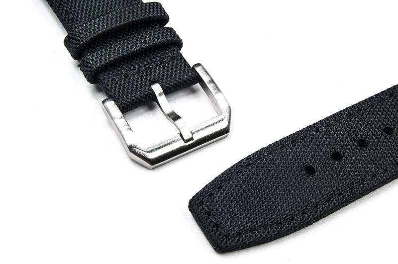 [Australia] - Sailcloth Quick Release Watch Strap Watch Band 20mm 22mm Nylon Leather Black 