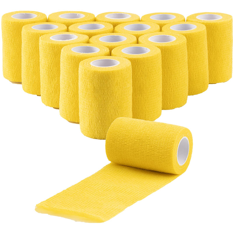[Australia] - 16 Pack 3 inch Self Adhesive Bandage Wrap, Self Adherent Cohesive Bandage for Humans, Vet Wrap for Pets Animals (Yellow) Yellow 