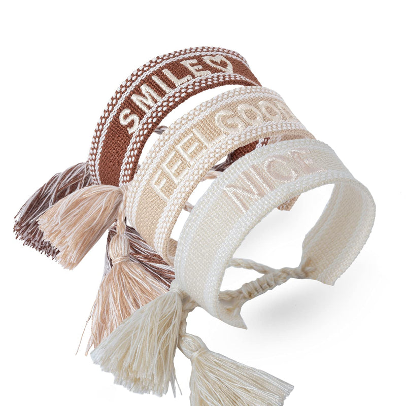 [Australia] - 3 Pcs Woven Friendship Wrap Bracelets - Pulseras Tejidas Para Mujeres Hand-knitted Wrap Bracelets for Women and Lovers SET-A 