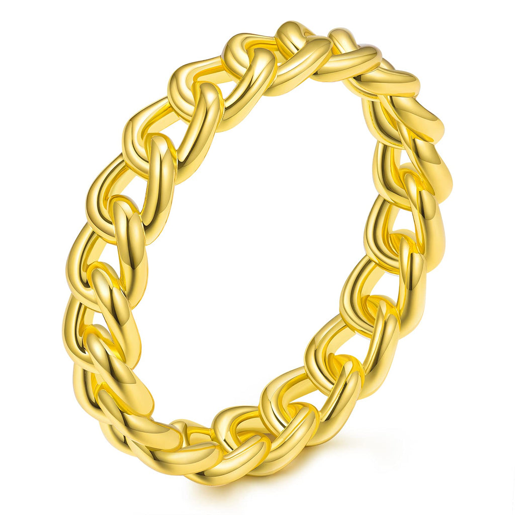 [Australia] - 14k Gold Filled Chain Link Ring for Women Men Dainty Simple Stacking Band Rings Minimalist Jewelry Eternity Chain Ring Size 5 to 10 