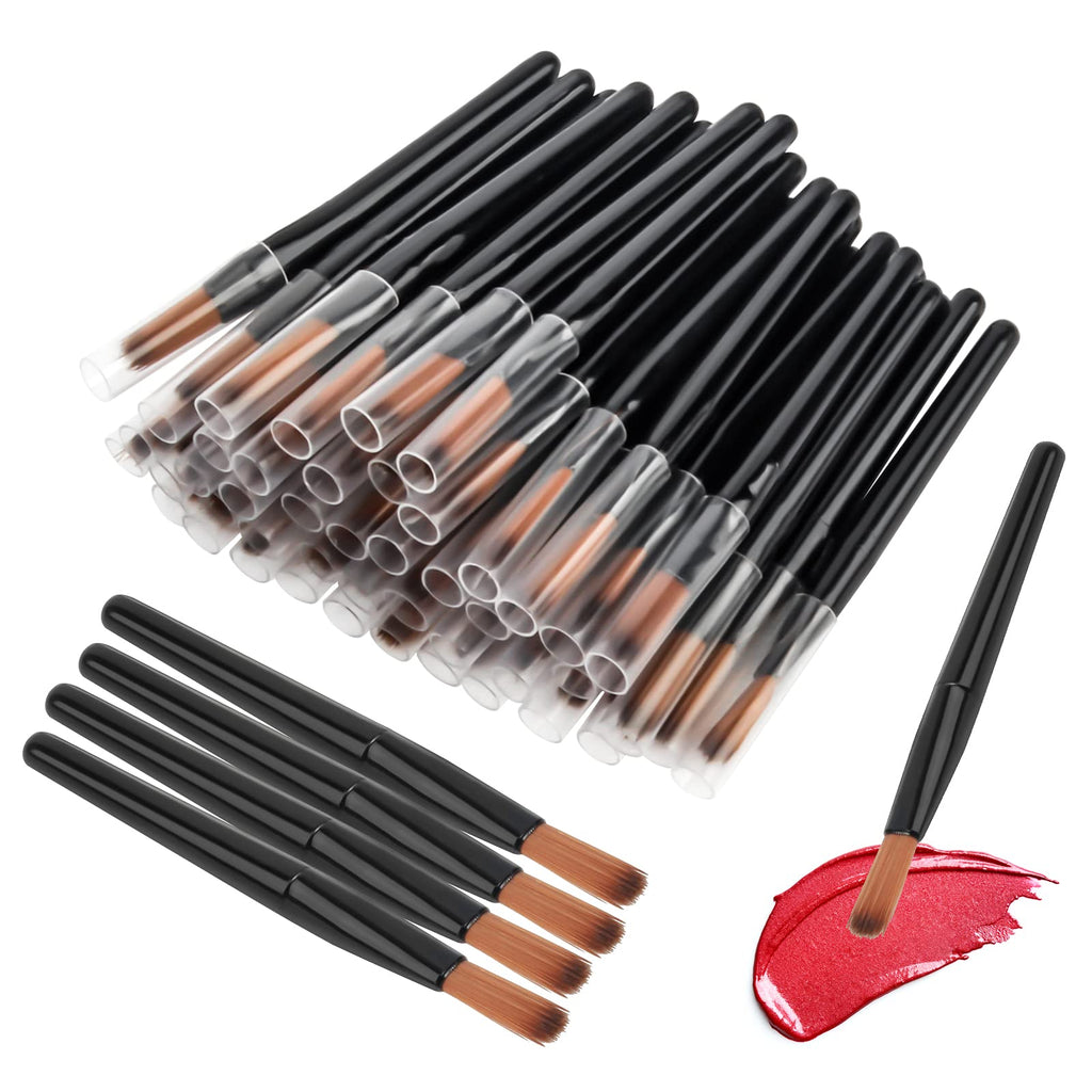 [Australia] - 50Pcs/Set Lip Brushes, Disposable Lip Brush Lip Gloss Makeup Brush, Lipstick Gloss Wands Applicator Cosmetic Tool Kits（Black） 